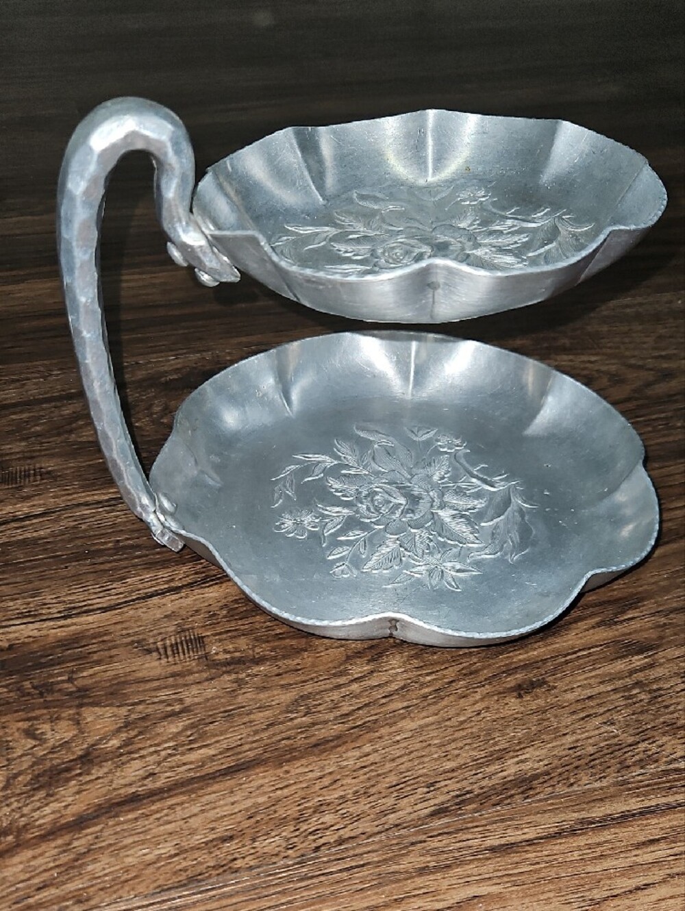Vintage Everlast Forged Aluminum Two-Tier Tidbit Serving Tray